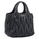 Miu Miu Matelasse Hand Bag Leather Black Gold Auth 199096-1