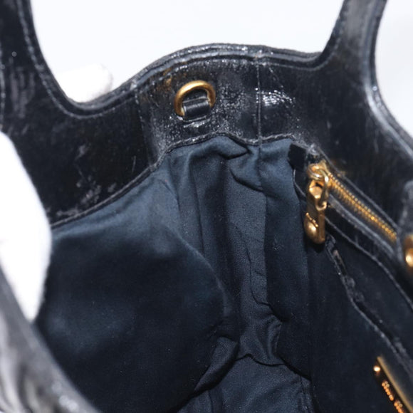 Miu Miu Matelasse Hand Bag Leather Black Gold Auth 199096