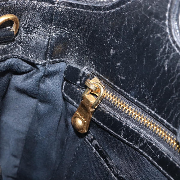 Miu Miu Matelasse Hand Bag Leather Black Gold Auth 199096