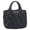 Miu Miu Matelasse Hand Bag Leather Black Gold Auth 199096-13