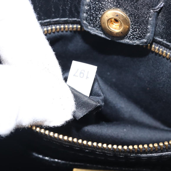 Miu Miu Matelasse Hand Bag Leather Black Gold Auth 199096