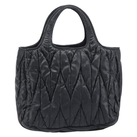 Miu Miu Matelasse Hand Bag Leather Black Gold Auth 199096
