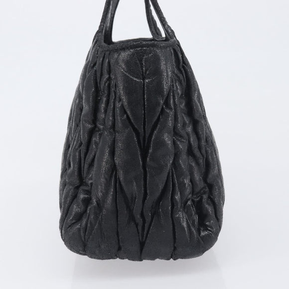 Miu Miu Matelasse Hand Bag Leather Black Gold Auth 199096