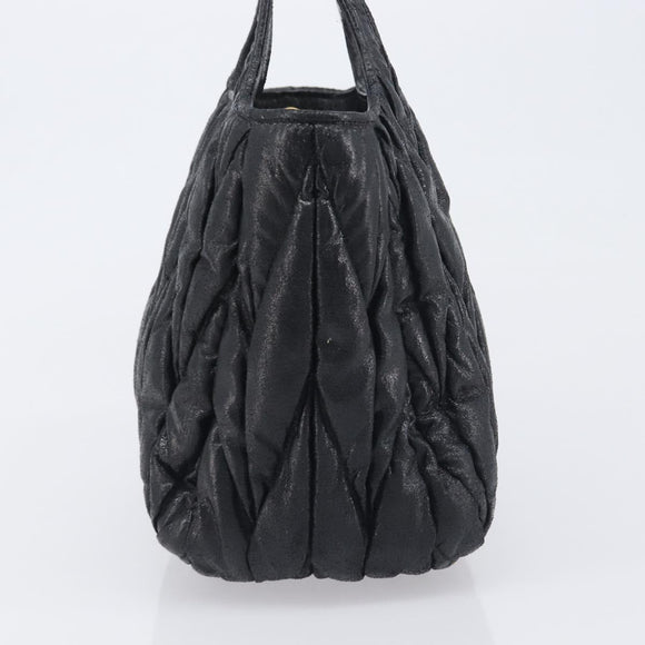 Miu Miu Matelasse Hand Bag Leather Black Gold Auth 199096