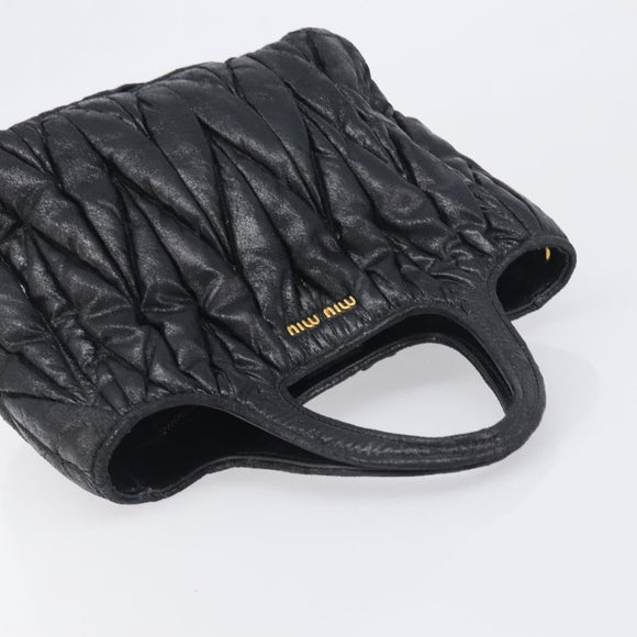 Miu Miu Matelasse Hand Bag Leather Black Gold Auth 199096
