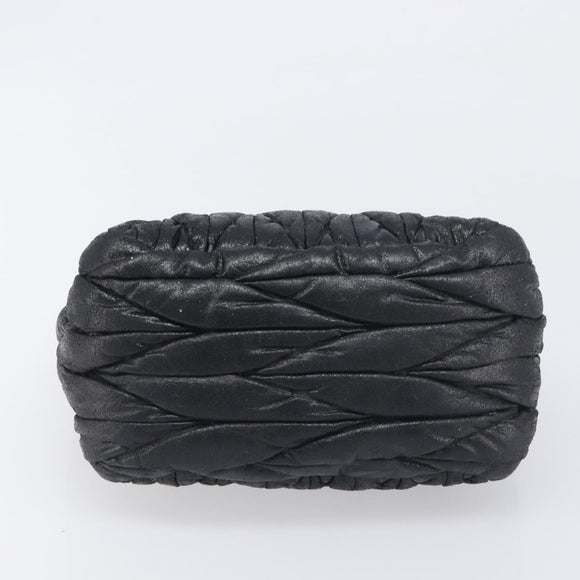 Miu Miu Matelasse Hand Bag Leather Black Gold Auth 199096