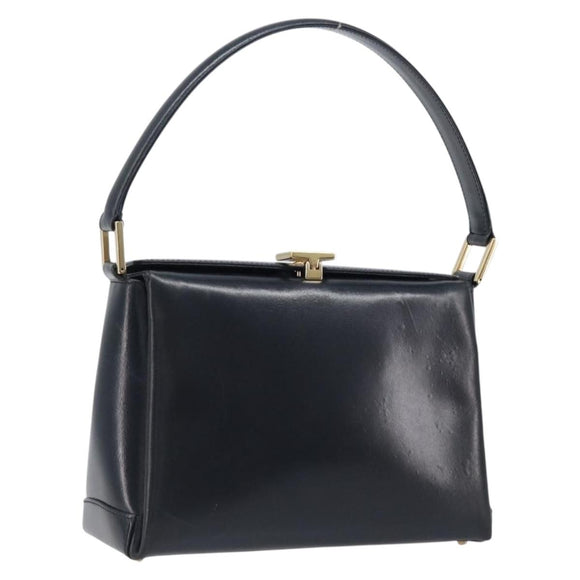 GUCCI Hand Bag Leather Black Gold 000 1448 1269 Auth 199097V