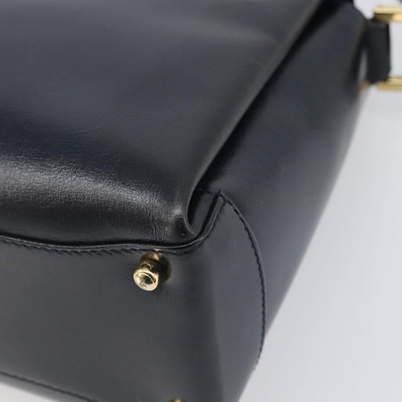 GUCCI Hand Bag Leather Black Gold 000 1448 1269 Auth 199097V
