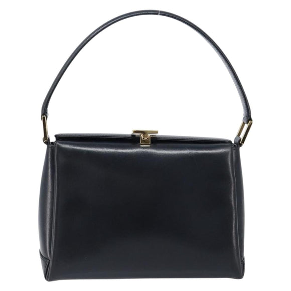 GUCCI Hand Bag Leather Black Gold 000 1448 1269 Auth 199097V