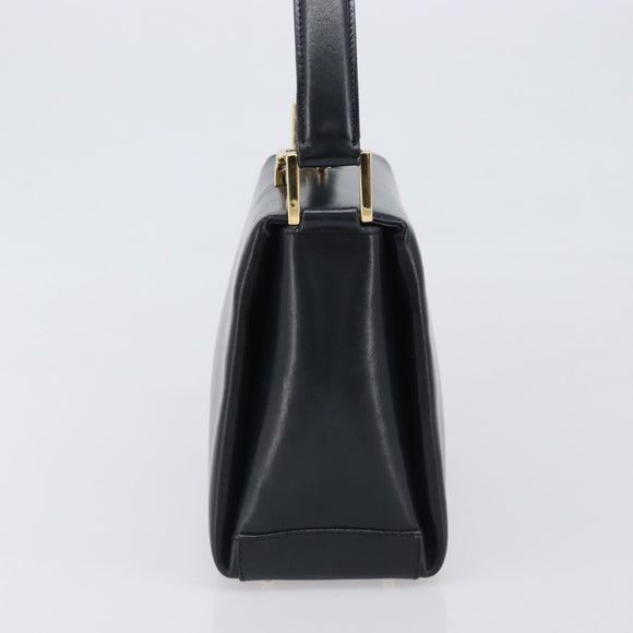 GUCCI Hand Bag Leather Black Gold 000 1448 1269 Auth 199097V