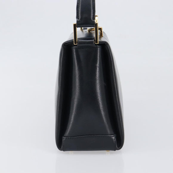 GUCCI Hand Bag Leather Black Gold 000 1448 1269 Auth 199097V