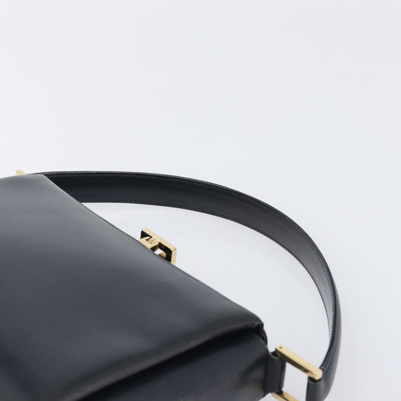 GUCCI Hand Bag Leather Black Gold 000 1448 1269 Auth 199097V