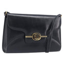GUCCI Shoulder Bag Leather Black Gold Auth 199099-1