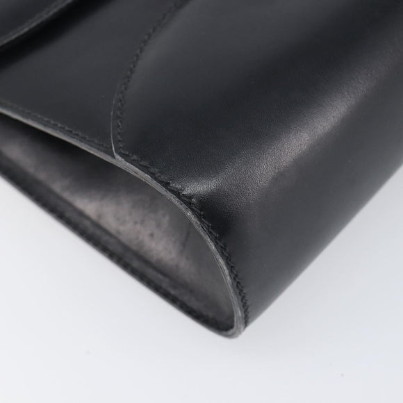 GUCCI Shoulder Bag Leather Black Gold Auth 199099