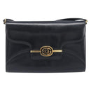 GUCCI Shoulder Bag Leather Black Gold Auth 199099-13