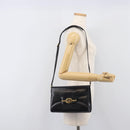 GUCCI Shoulder Bag Leather Black Gold Auth 199099-21