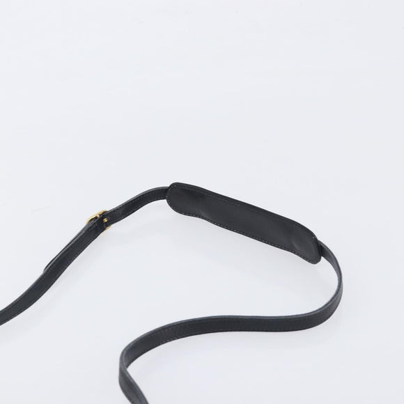 GUCCI Shoulder Bag Leather Black Gold Auth 199099