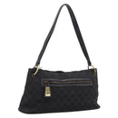 GUCCI GG Canvas Shoulder Bag Black Gold 90699 Auth 199100-1