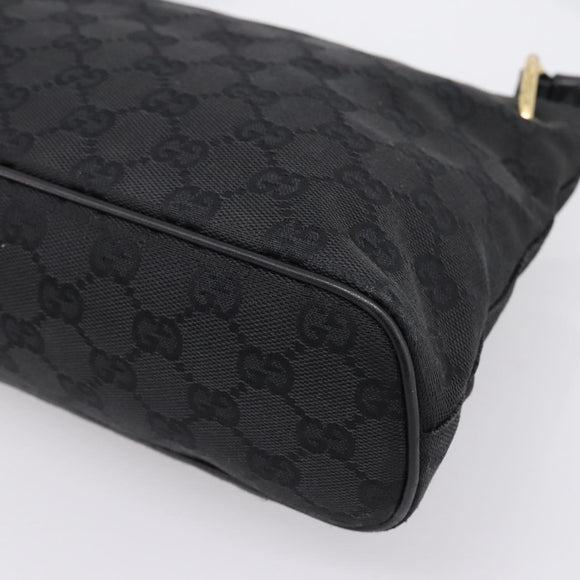 GUCCI GG Canvas Shoulder Bag Black Gold 90699 Auth 199100