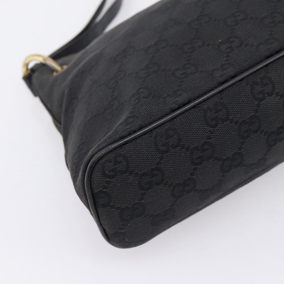 GUCCI GG Canvas Shoulder Bag Black Gold 90699 Auth 199100