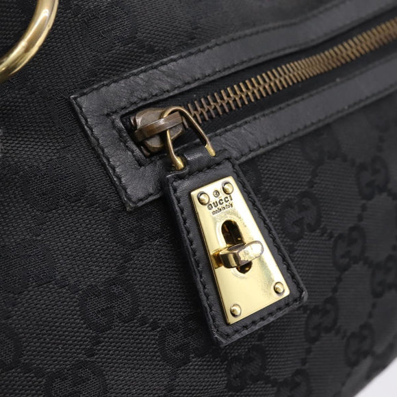 GUCCI GG Canvas Shoulder Bag Black Gold 90699 Auth 199100