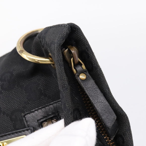 GUCCI GG Canvas Shoulder Bag Black Gold 90699 Auth 199100
