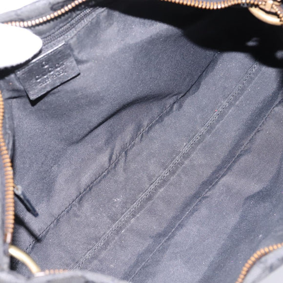 GUCCI GG Canvas Shoulder Bag Black Gold 90699 Auth 199100