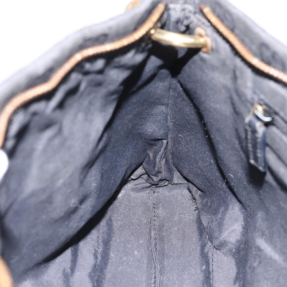 GUCCI GG Canvas Shoulder Bag Black Gold 90699 Auth 199100
