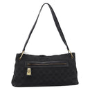 GUCCI GG Canvas Shoulder Bag Black Gold 90699 Auth 199100-2