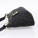 GUCCI GG Canvas Shoulder Bag Black Gold 90699 Auth 199100-4