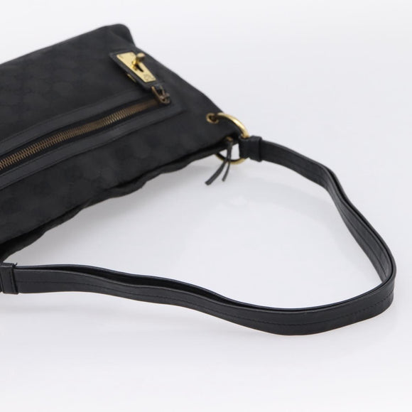 GUCCI GG Canvas Shoulder Bag Black Gold 90699 Auth 199100
