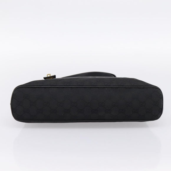 GUCCI GG Canvas Shoulder Bag Black Gold 90699 Auth 199100