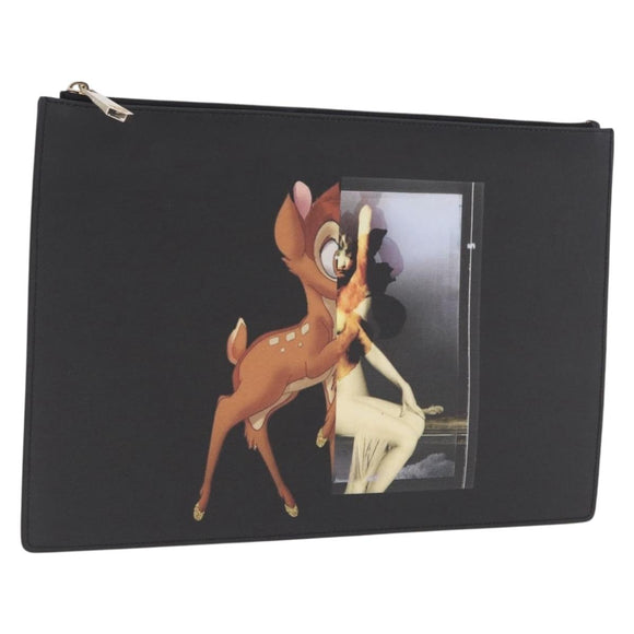 GIVENCHY Bambi Bag PVC Canvas Disney Collaboration Black Gold Auth 199101M