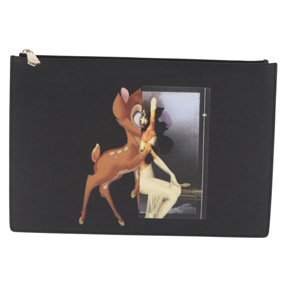 GIVENCHY Bambi Bag PVC Canvas Disney Collaboration Black Gold Auth 199101M