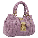 Miu Miu Matelasse Vitellolux Hand Bag Leather 2way Purple Gold Auth 199103V-1