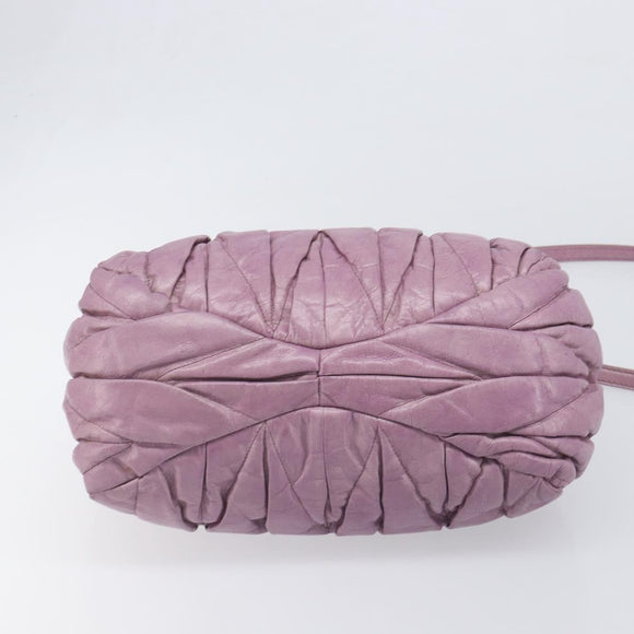 Miu Miu Matelasse Vitellolux Hand Bag Leather 2way Purple Gold Auth 199103V