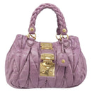Miu Miu Matelasse Vitellolux Hand Bag Leather 2way Purple Gold Auth 199103V-2