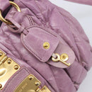 Miu Miu Matelasse Vitellolux Hand Bag Leather 2way Purple Gold Auth 199103V-20