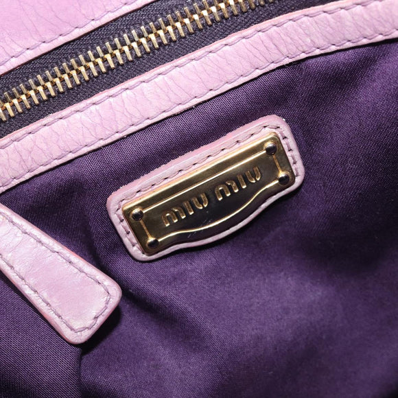 Miu Miu Matelasse Vitellolux Hand Bag Leather 2way Purple Gold Auth 199103V