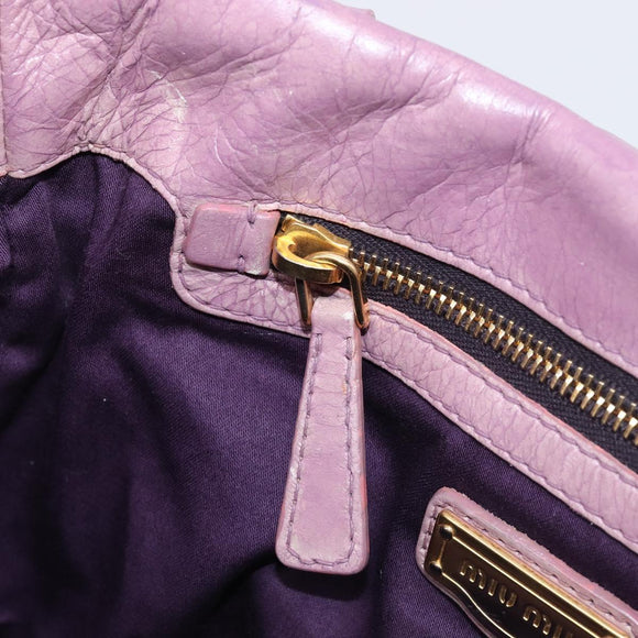 Miu Miu Matelasse Vitellolux Hand Bag Leather 2way Purple Gold Auth 199103V
