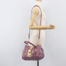 Miu Miu Matelasse Vitellolux Hand Bag Leather 2way Purple Gold Auth 199103V-28