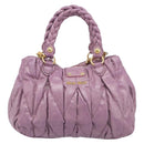 Miu Miu Matelasse Vitellolux Hand Bag Leather 2way Purple Gold Auth 199103V-3