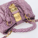 Miu Miu Matelasse Vitellolux Hand Bag Leather 2way Purple Gold Auth 199103V-6