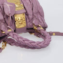 Miu Miu Matelasse Vitellolux Hand Bag Leather 2way Purple Gold Auth 199103V-7