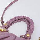 Miu Miu Matelasse Vitellolux Hand Bag Leather 2way Purple Gold Auth 199103V-8