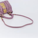 Miu Miu Matelasse Vitellolux Hand Bag Leather 2way Purple Gold Auth 199103V-9