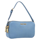 Miu Miu Hand Pouch Leather Light Blue Gold Auth 199107V-1