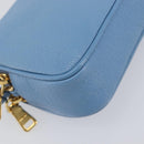 Miu Miu Hand Pouch Leather Light Blue Gold Auth 199107V-15