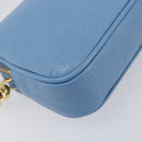 Miu Miu Hand Pouch Leather Light Blue Gold Auth 199107V-9