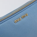 Miu Miu Hand Pouch Leather Light Blue Gold Auth 199107V-17